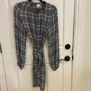 Bella Dahl Black and White Plaid Top